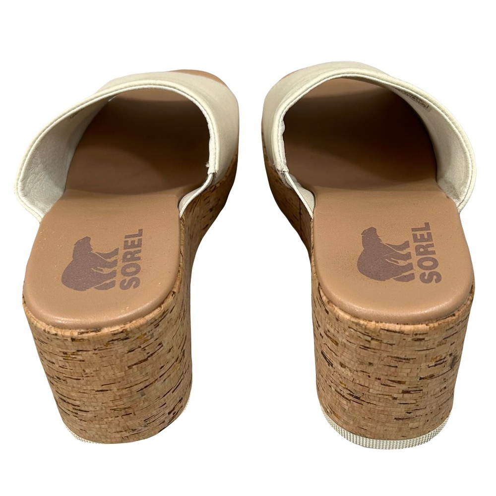 Sorel Cameron Wedge Chalk White Cork Wedge Mule Sandal Size 8.5 - Picture 6 of 11
